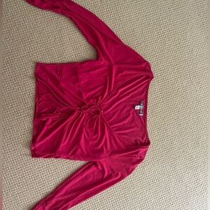Urban Outfitters Pink Ruched Long Sleeve Blouse